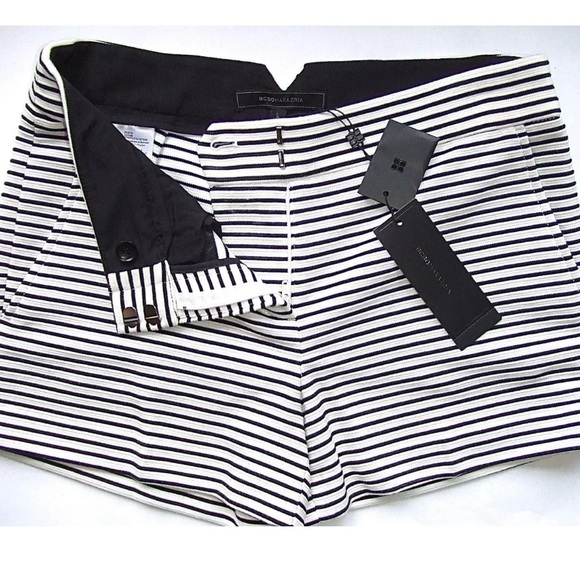 NWT BCBG Max Azria Womens White/Black Striped Low Rise Shorts - Picture 4 of 5